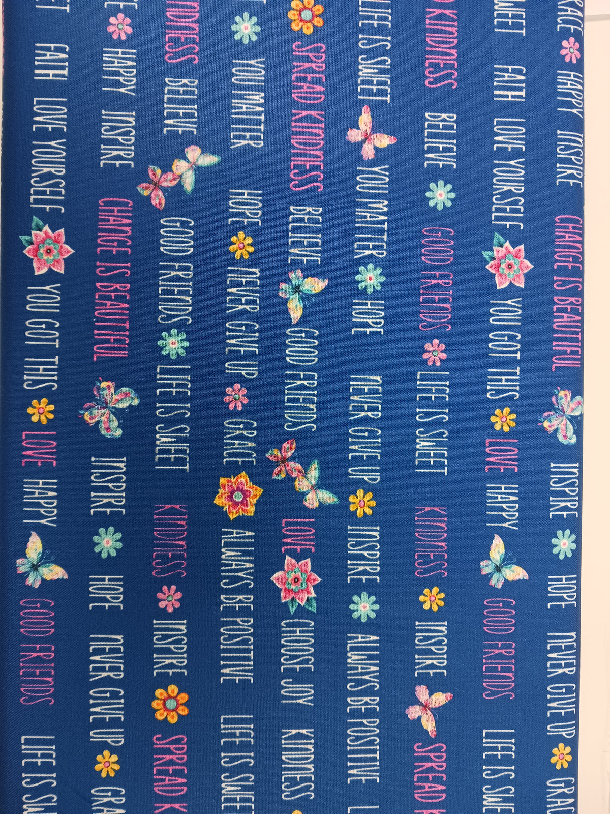 Benartex Faith & Grace Inspirational Words Navy