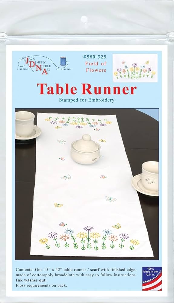 Jack Dempsey Needle Art - Field of Flowers Table Runner Embroidery Kit
