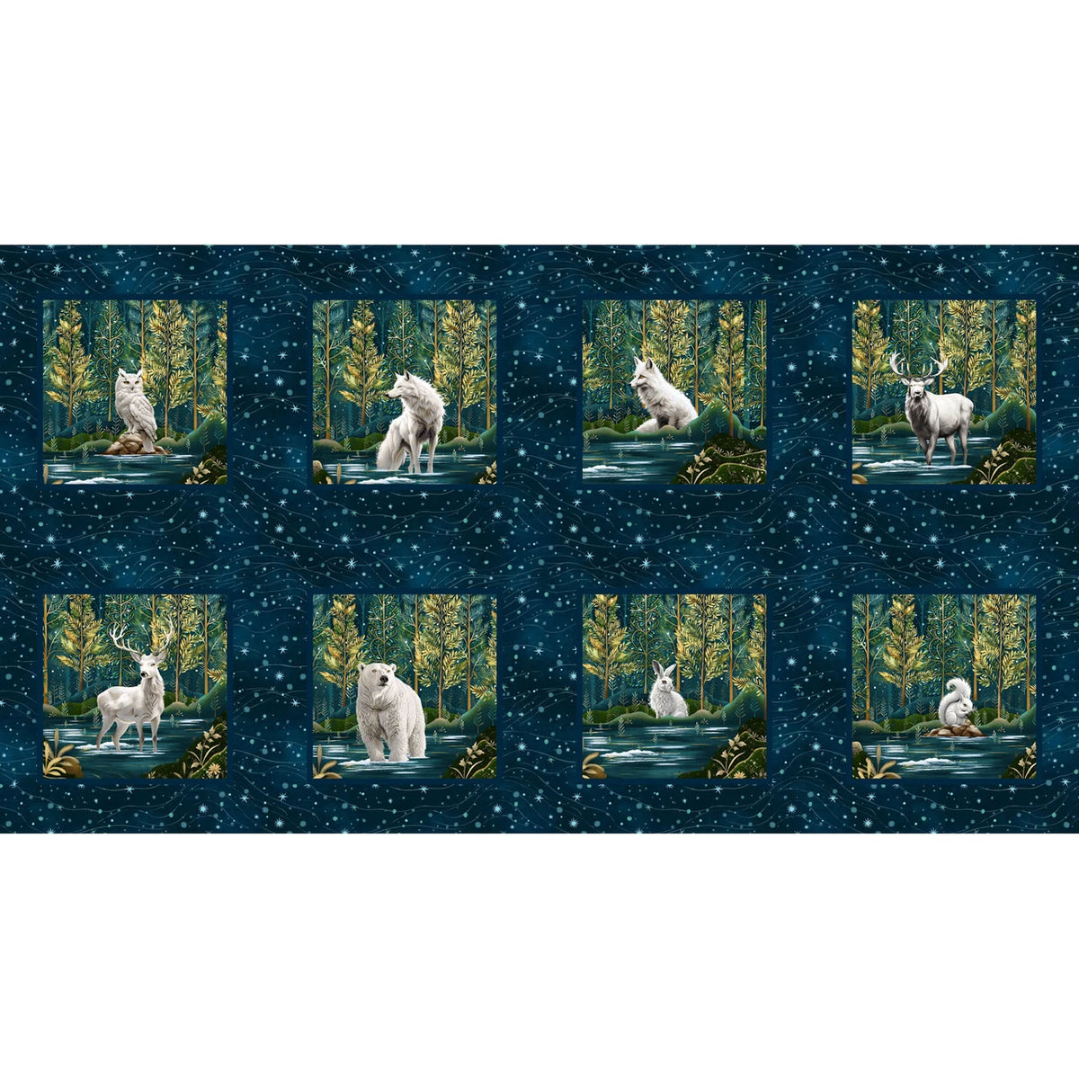 Henry Glass Magical Winter Woodlands Boxes Panel, 24" x 43"