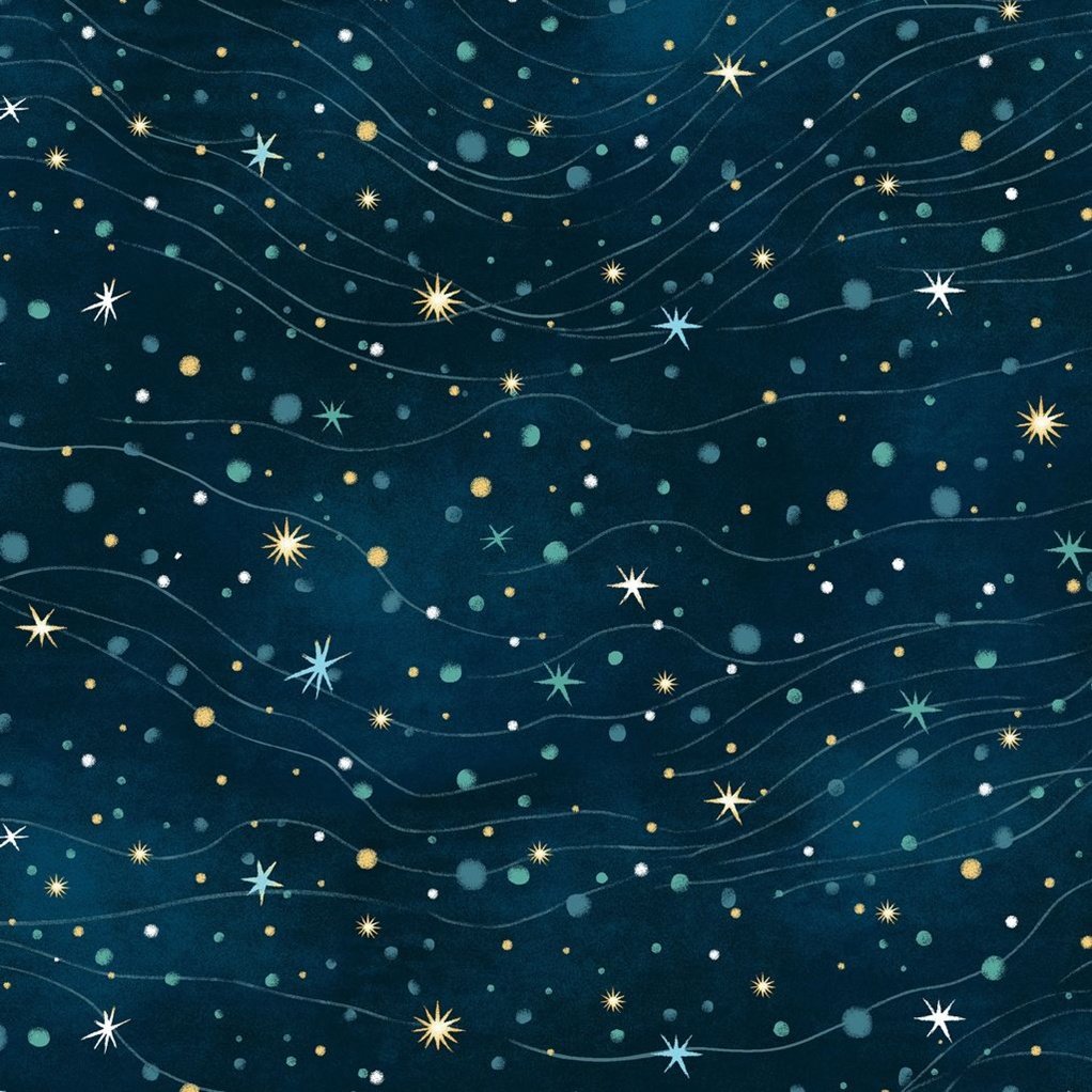 Henry Glass Magical Winter Woodlands Stars Blue