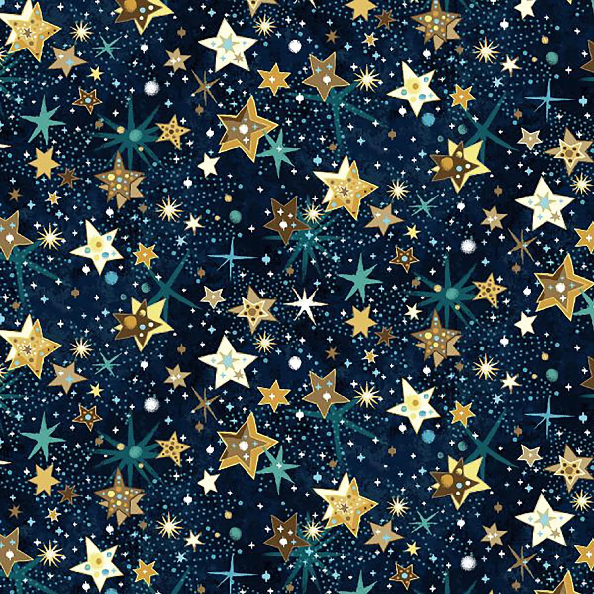 Henry Glass Magical Winter Woodlands Tossed Stars Blue