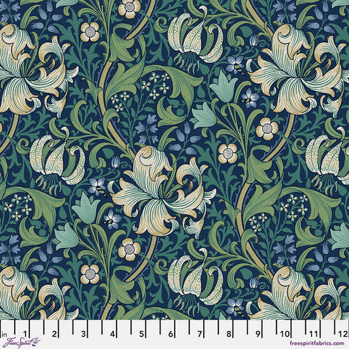 Free Spirit-William Morris-Buttermere-Golden Lily-Navy