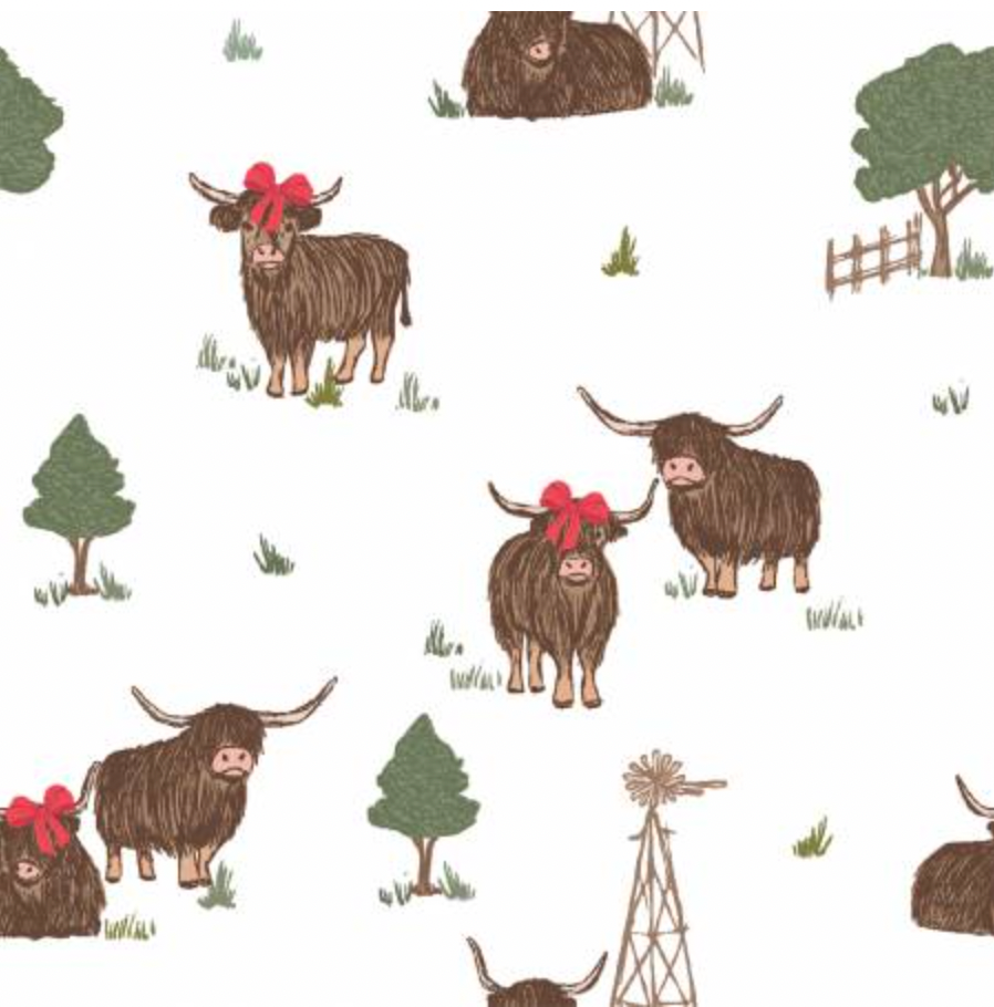 3 Wishes Fabric - Highland Cows