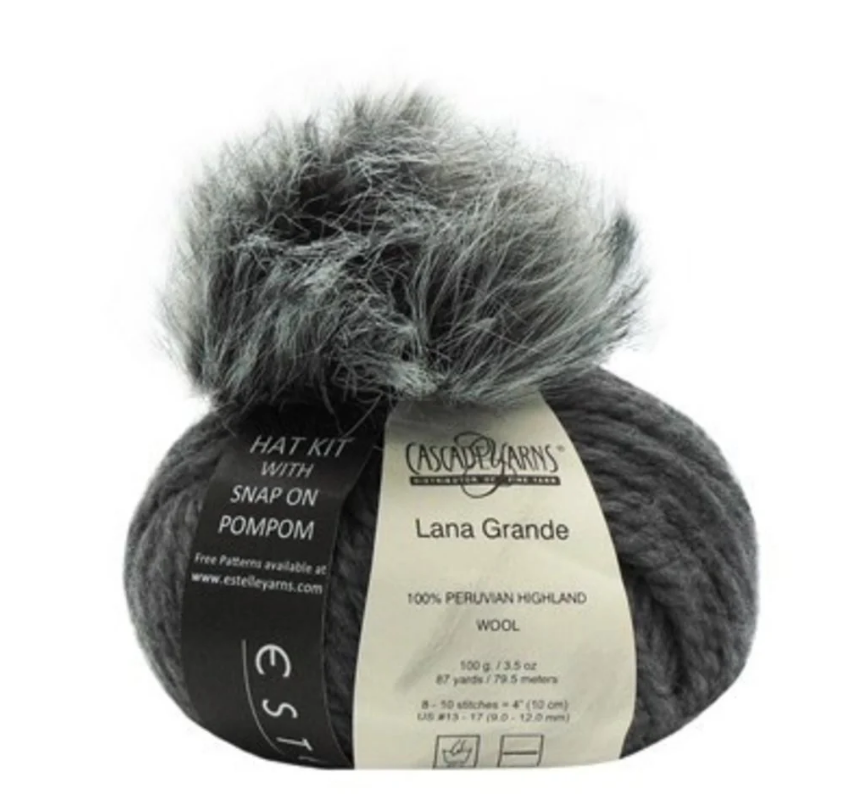 Cascade Yarns-Lana Grande-Hat Kit With Snap On Pom Pom-6035 #6035-7E6863