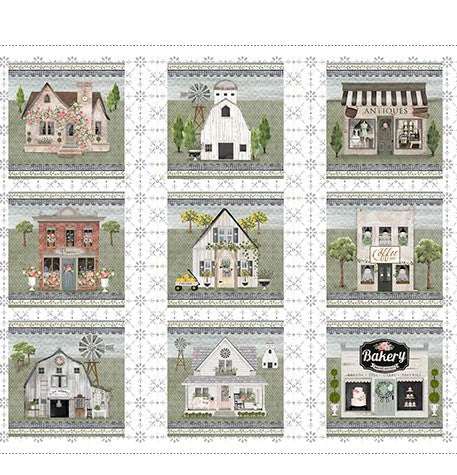 3 Wishes Fabric - White Cottage Farm Panel