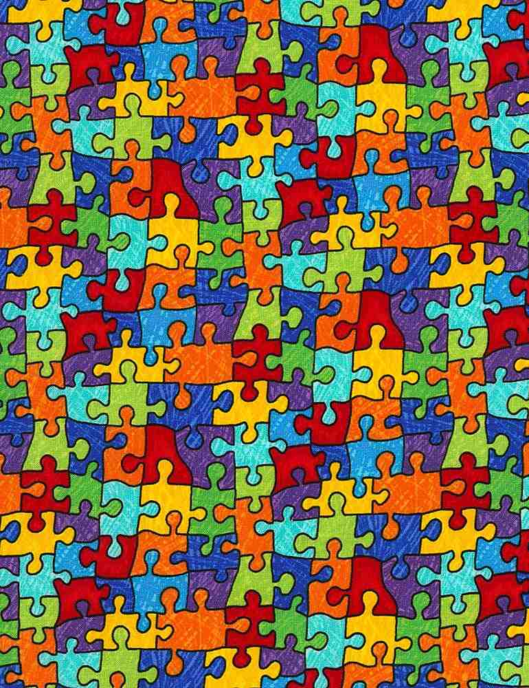 Timeless Treasures-Puzzle Pieces-Bright