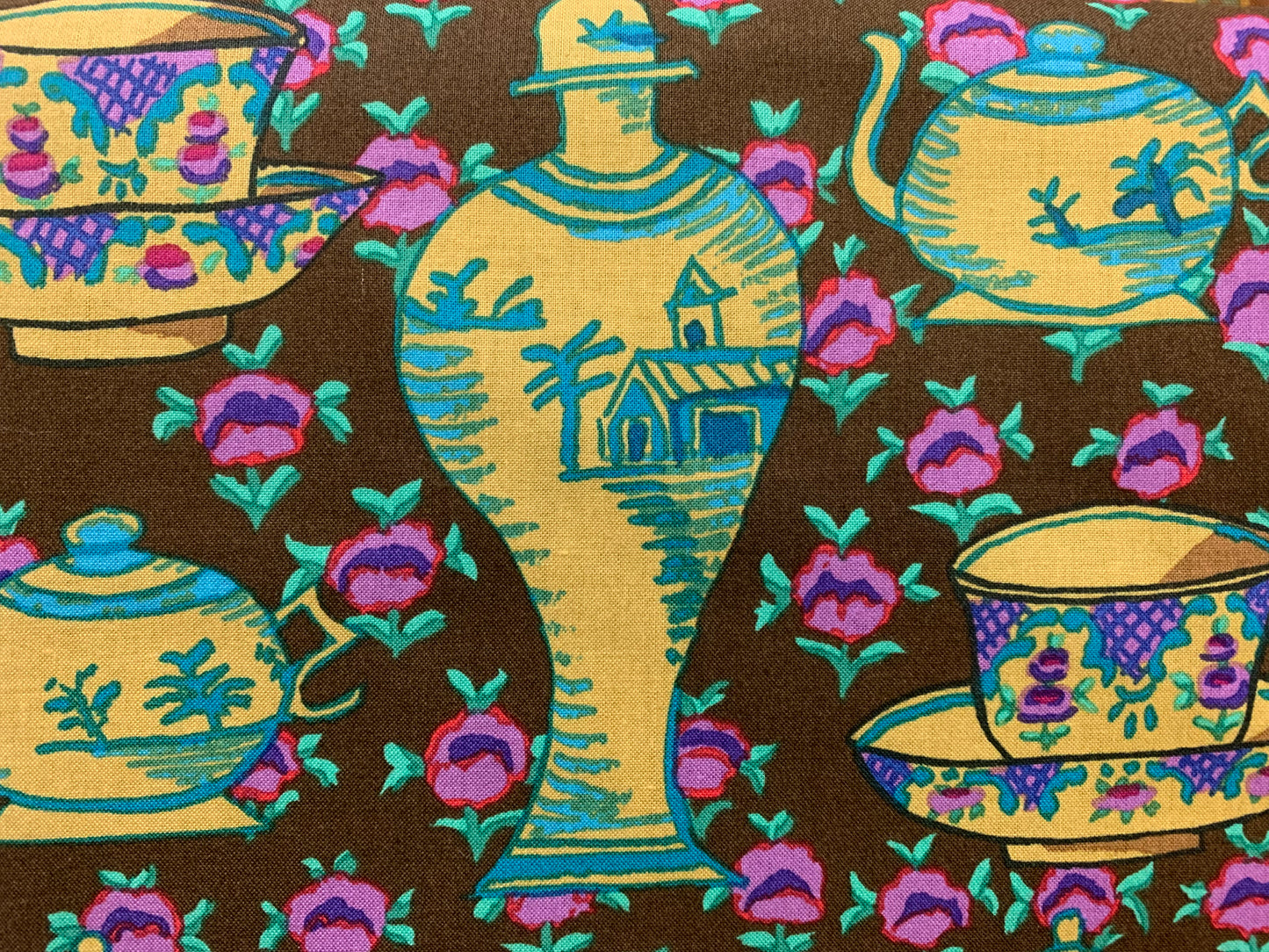 Free Spirit-Kaffe Fassett-Delft Pots-Brown #PWGP165-BROWN