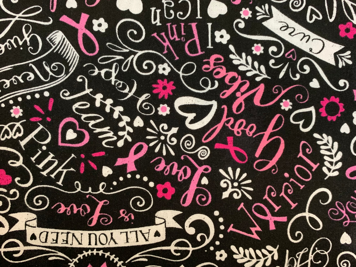 Timeless Treasures-Breast Cancer Warrior-Black