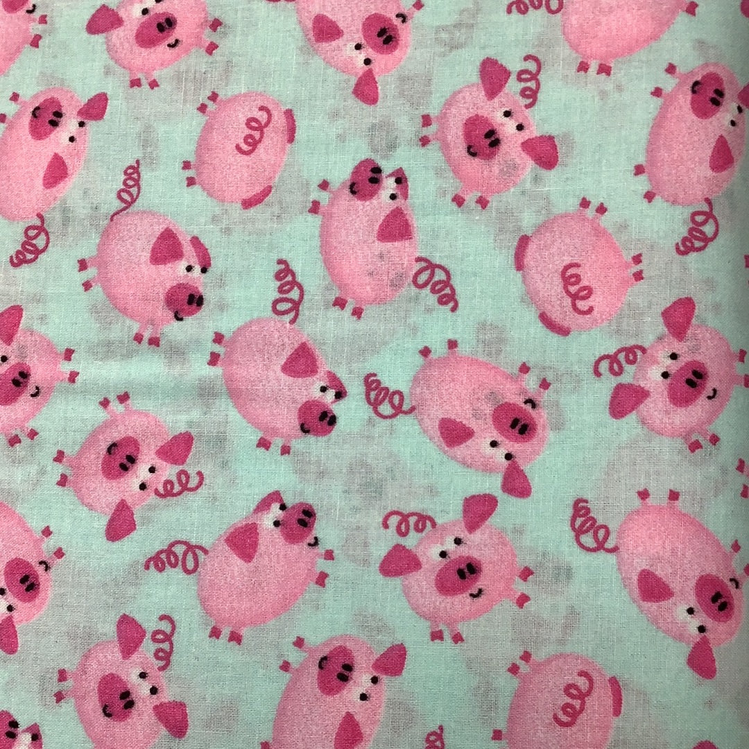Mook Fabrics-The Kids Are Alright-Pigs #49699-AQUA
