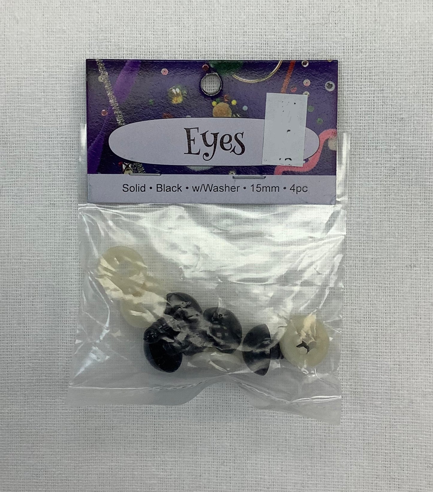 Petersen Arne-Eyes-Solid Black with Washer-15mm (4pcs)