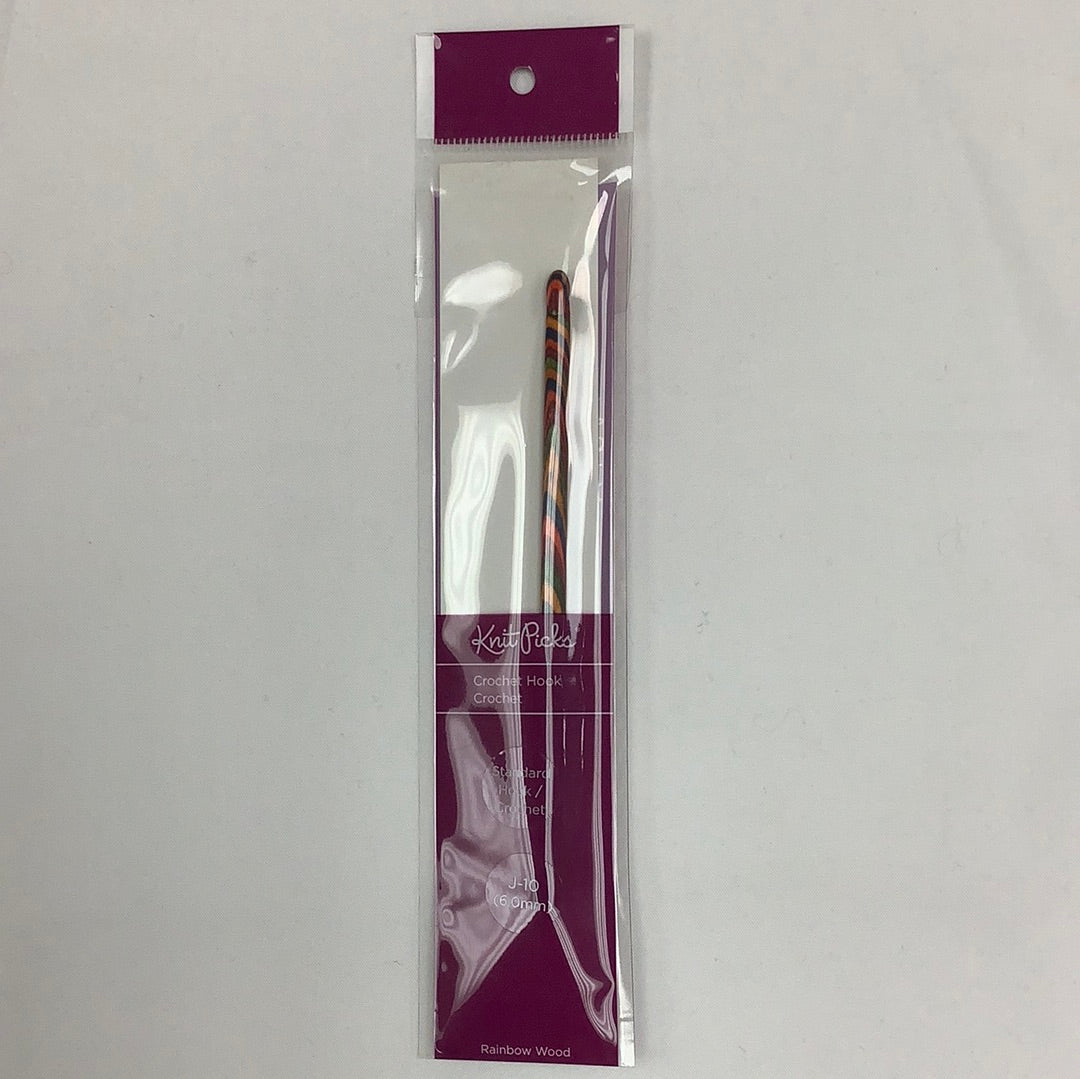 Knit Picks-Crochet Hook-6.0mm (J-10)-Rainbow Wood #9241560