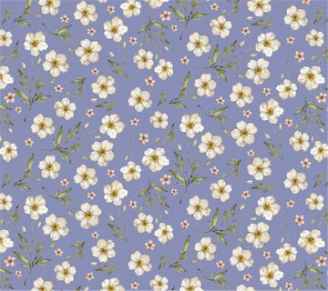 Figo Fabrics-Heavenly Hedgerow-Blue-White Flowers