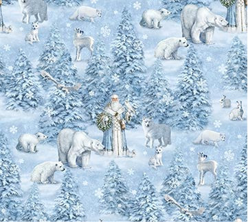 Northcott-Father Christmas-Blue #24692-44
