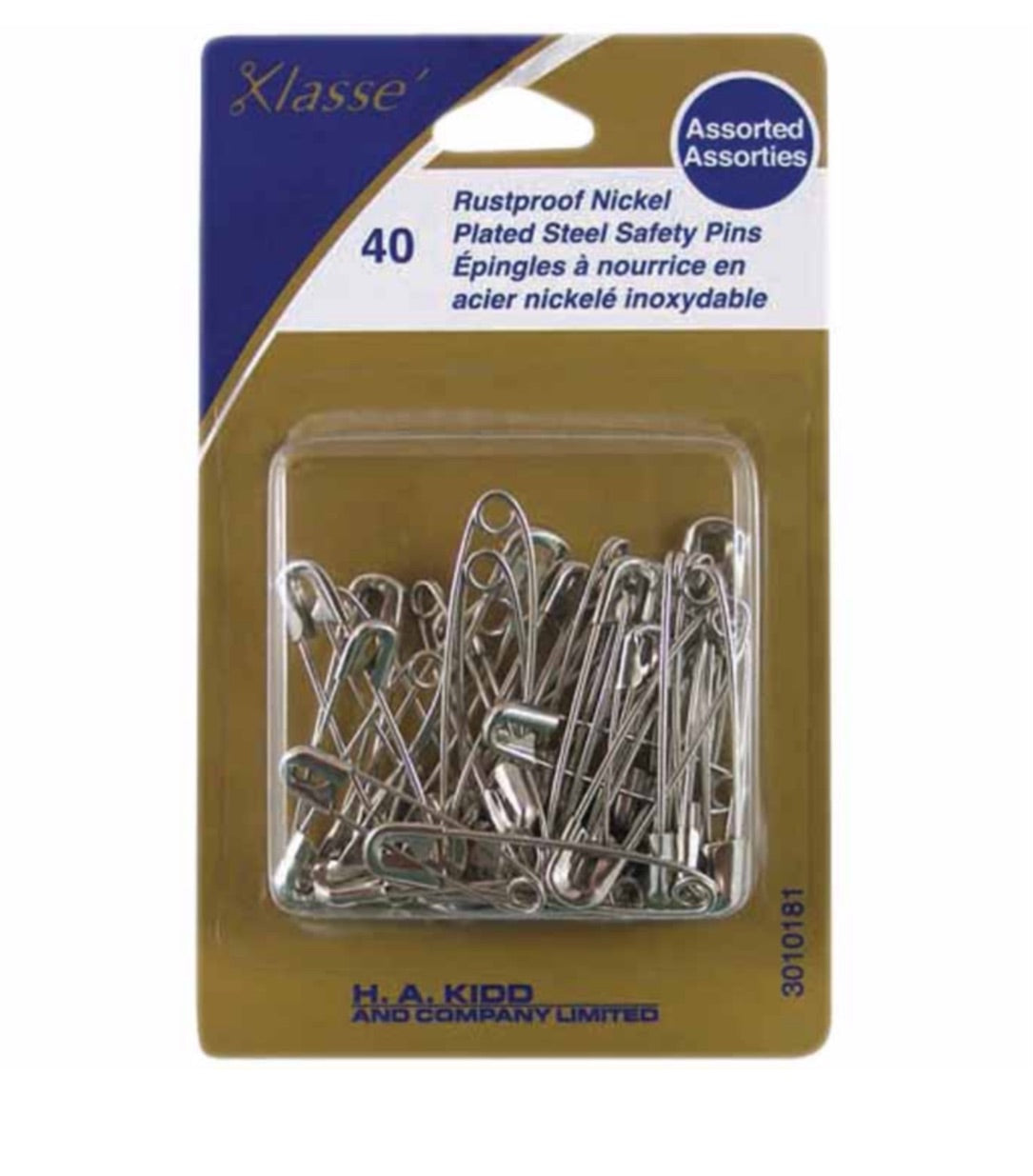 Klasse-40 Rustproof Nickel Plated Steel Safety Pins #3010181