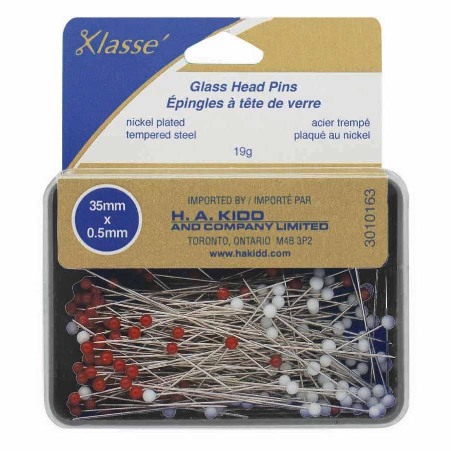 Klasse-Glass Head Pins-Nickel Plated (175 pc)