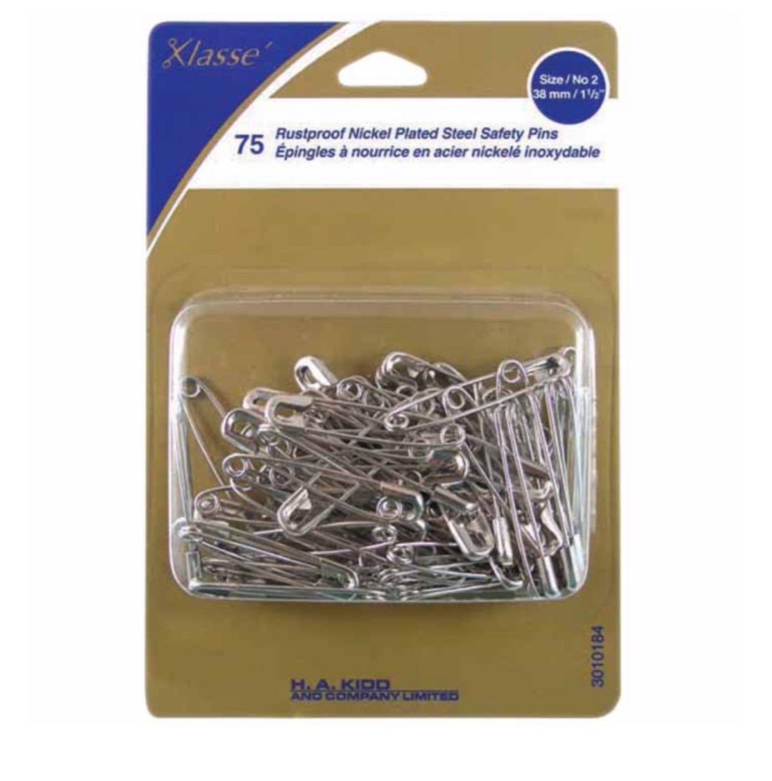 Klasse - Rustproof Nickel Plated Steel Safety Pins