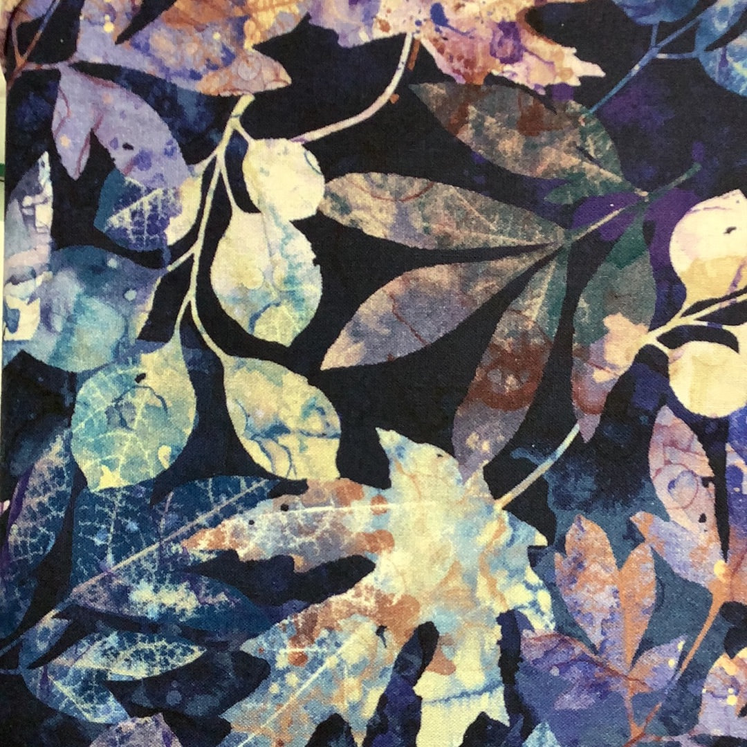 Northcott-Foliage Dark Purple Multi Leaf Toss