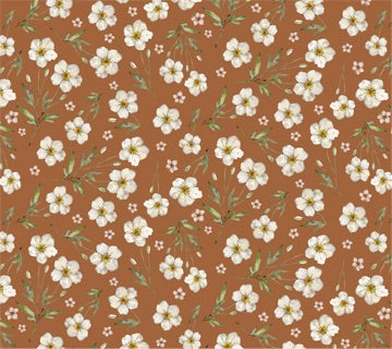 Figo Fabrics-Heavenly Hedgerow-Gold-White Flowers