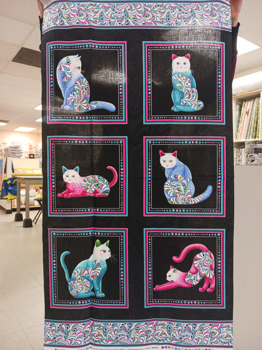 Benartex Cat's Meow Panel black multi