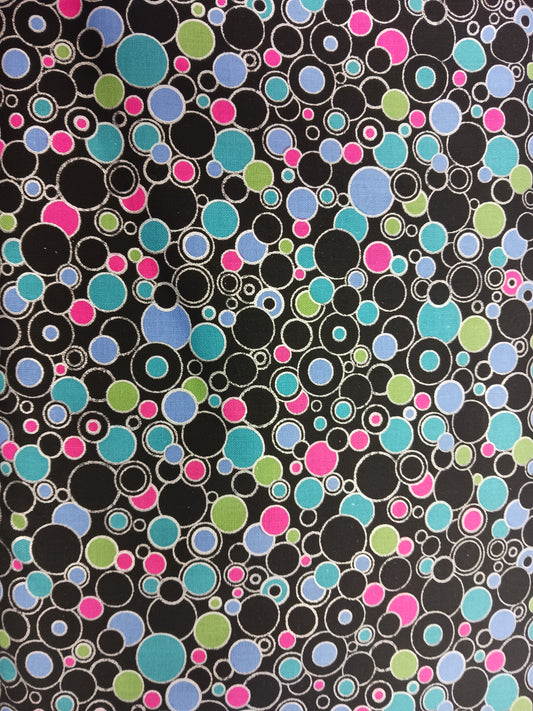 Benartex Circling Around Black Multi Cats Meow