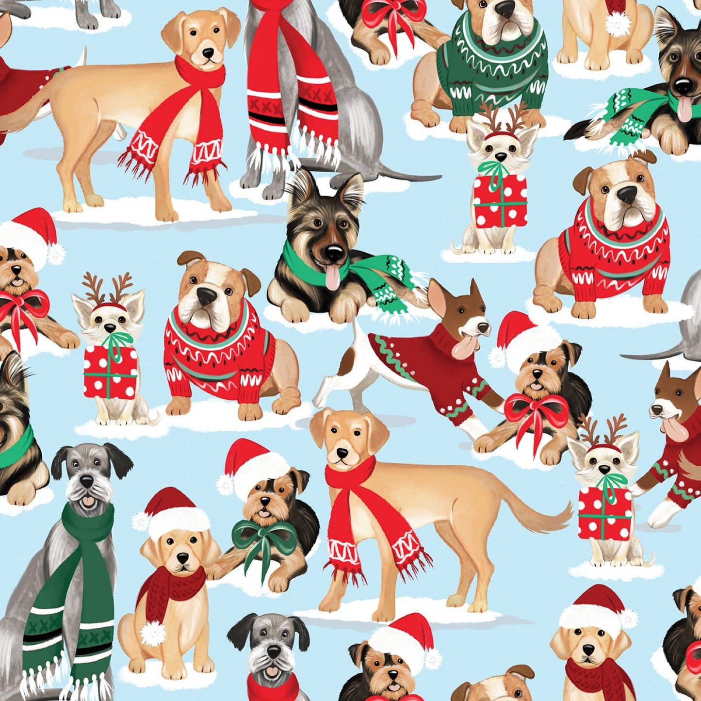 3 Wishes Fabric - Santa Paws