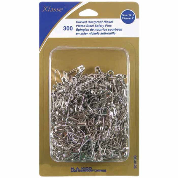 Klasse-300 Curved Rustproof Nickel Plated Steel Safety Pins #3010193