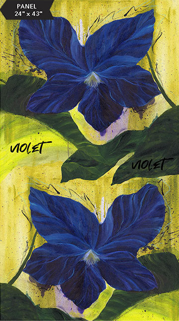 Northcott-Wildflower-Lemon-Violet #P-279