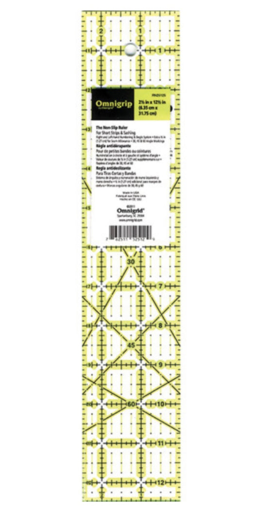 Omnigrip-The Non-Slip Ruler-2.5in x 12.5in (6.35cm x 31.75cm) #RN25125