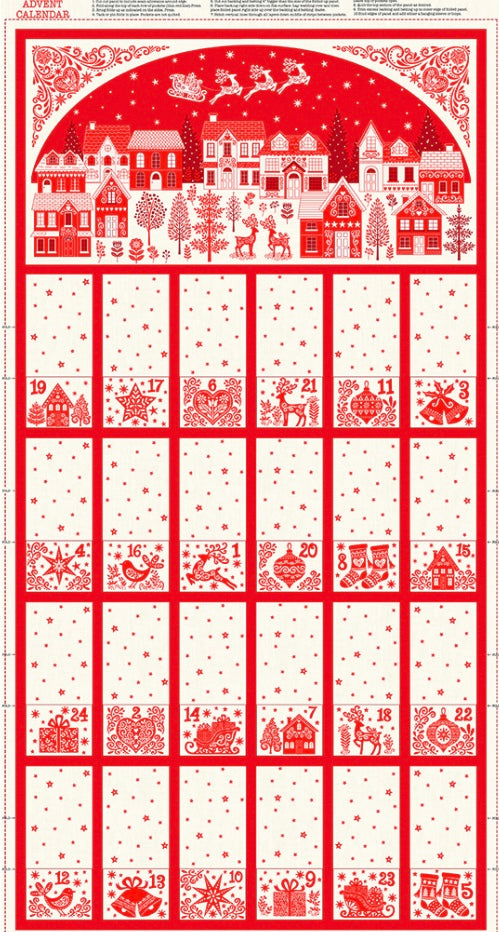 Makower UK-Scandi Christmas-Fold Up Advent Calendar-Panel #P-270