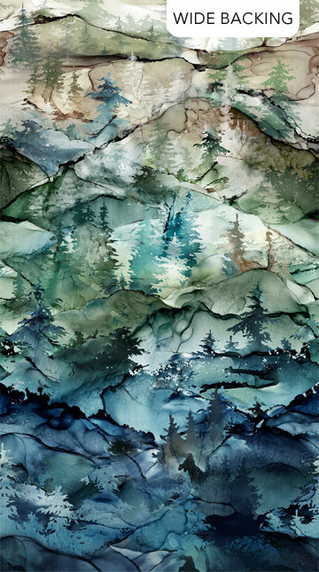 Northcott-Northern Peaks-Blue Multi-Forest Ombre-Wide Back