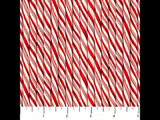 Northcott - Jolly Old St Nick - White/Red-Candy Cane Stripe