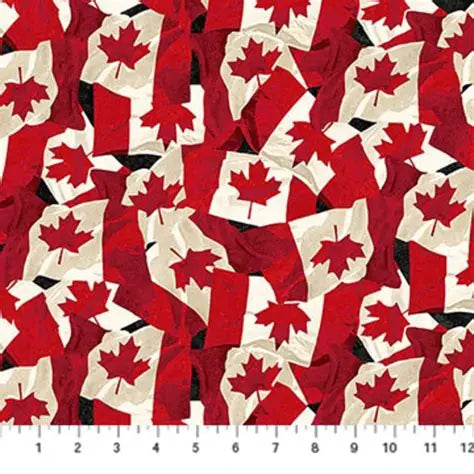 Northcott Canadian Classics 3, Black Multi Flags