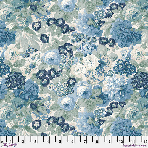 Free Spirit-William Morris-Southwold Blue-Rose and Peony Medium-Blue