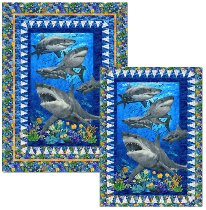 Shark Bite-Lap or Twin Quilt Pattern by Sue Sherman #PTN2746