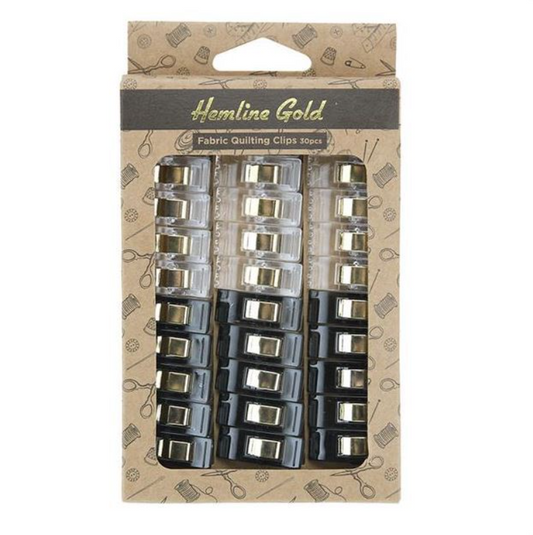 Hemline Gold - 30 Fabric Quilting Clips