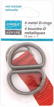 Unique 25mm/1" metal D-rings - 4 pack