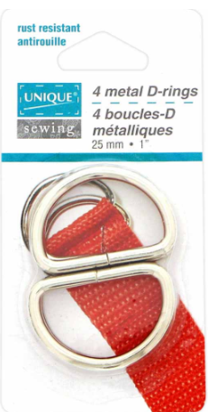 Unique 25mm/1" metal D-rings - 4 pack