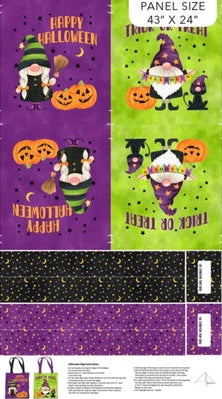 Northcott-Gnomes Night Out-Halloween Bag-Panel