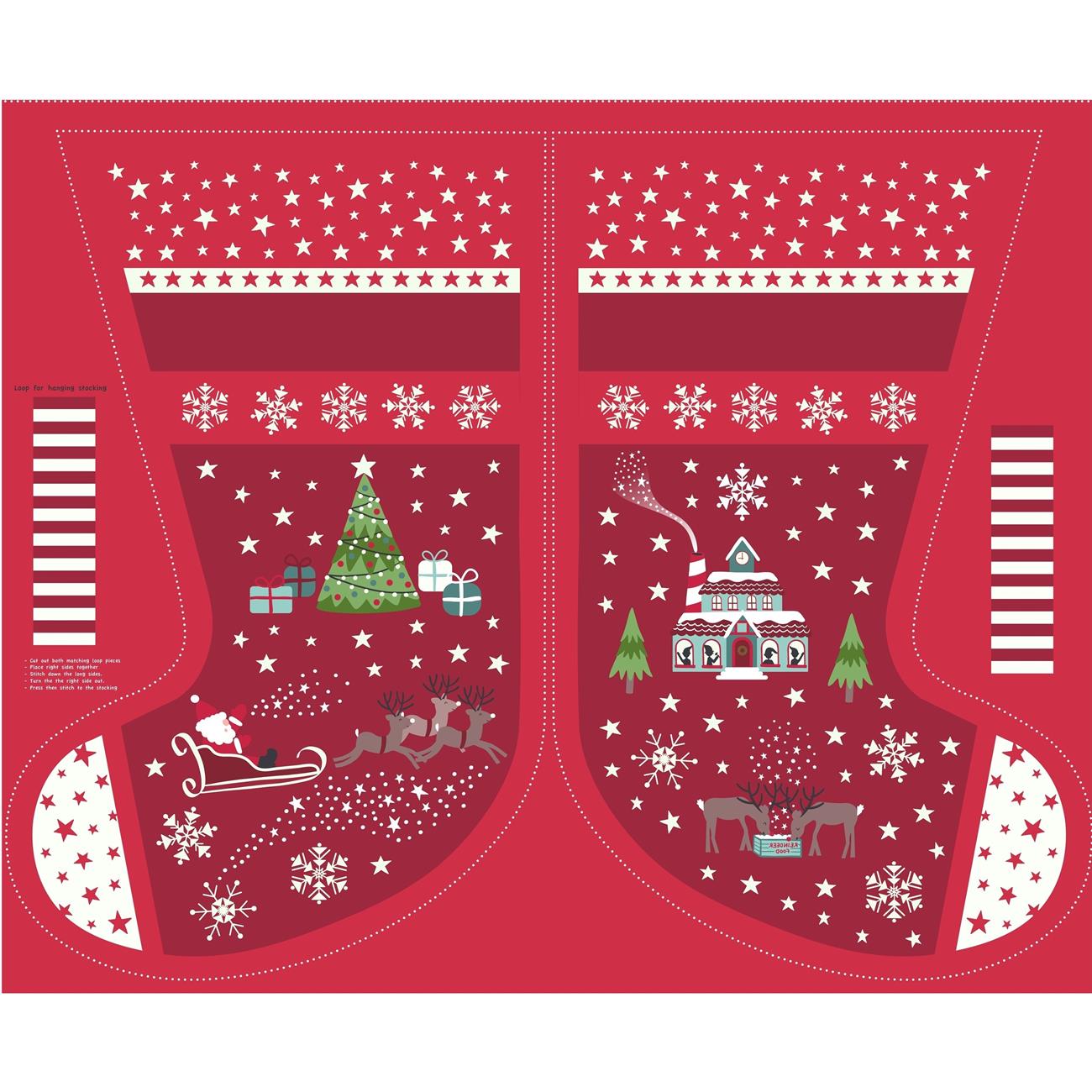 Lewis & Irene-Christmas Glow-Red Stockings-Panel #P-206