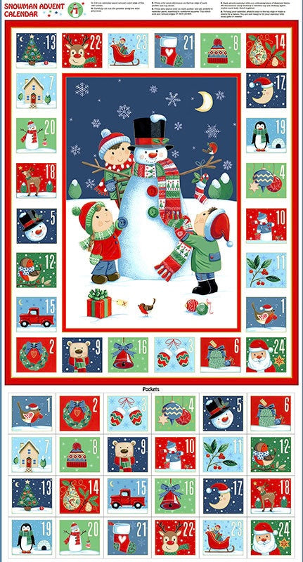 Makower UK-Snowman Advent Calendar-Panel #P-253