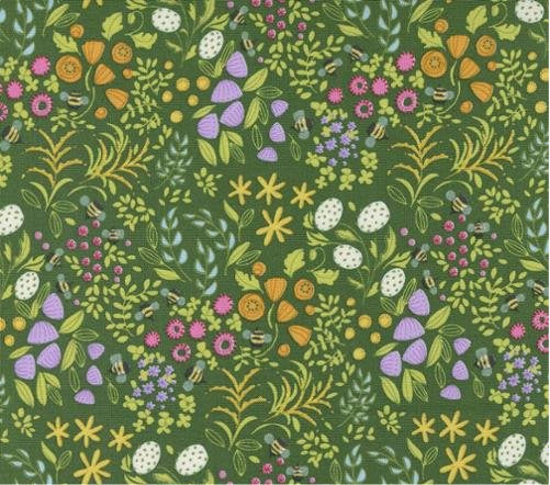 Trend Tex Fabric-Wild Blossoms-Basil