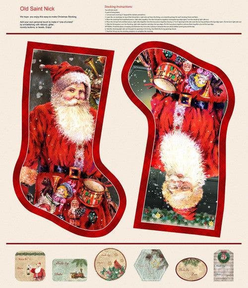 Henry Glass-Old Saint Nick-Stockings-Panel #P-243