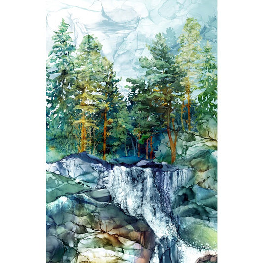 Northcott-Cedarcrest Falls-Teal Multi Panel