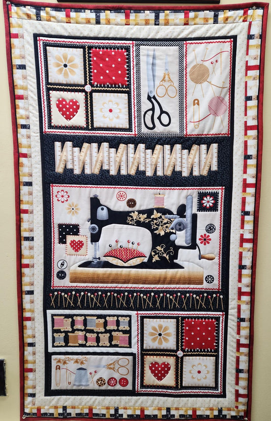 Finished Quilt-Sewing Machine Panel #FQUILT-5