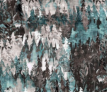 Figo Fabrics-Forest Fable-Trees-Teal/Multi