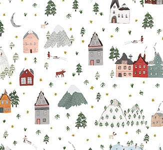 Figo Fabrics-Winter Frost-Winter Landscape-White/Multi