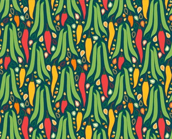 Figo Fabrics-Grow-Peppers-Teal #90401-64