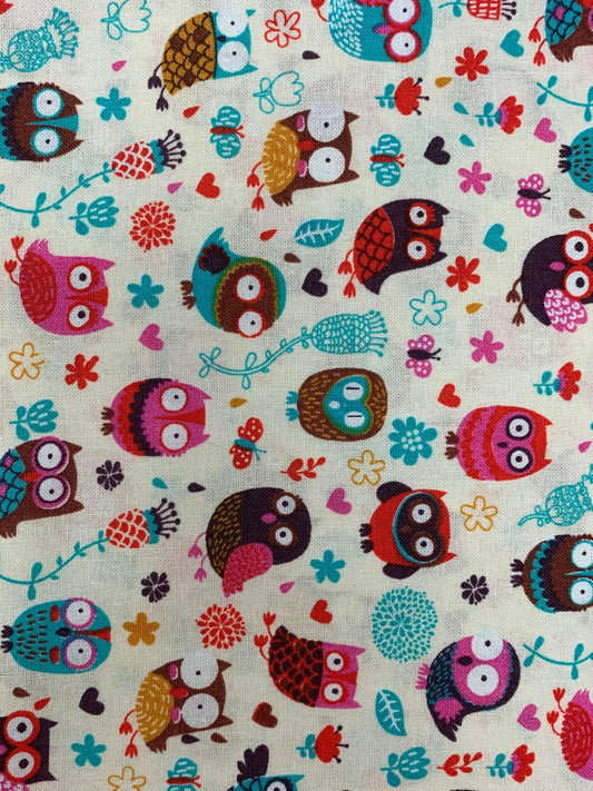 The Craft Cotton Company-Happy Owls-Flying Owls Cream #2689-03