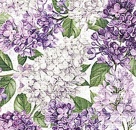 Northcott-Lilac Garden-Packed Lilacs-White Multi