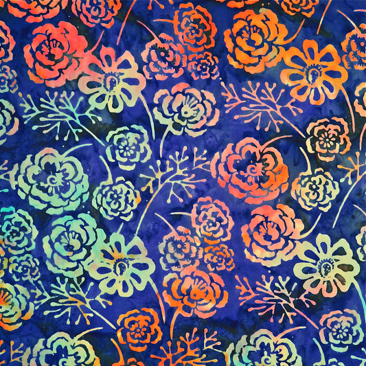 Cador Textiles-Batik-Sunset Bloom-Dark Skyblue #SM-3-6296